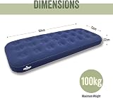 Milestone Camping Inflatable Flocked Single Airbed 191x73x22cm view 2