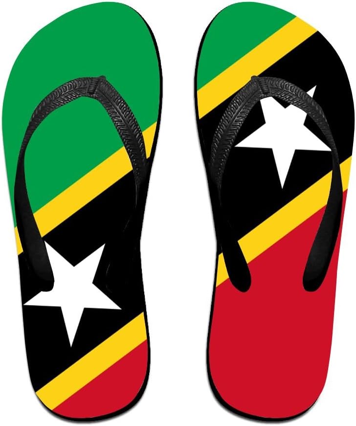 Flag Of Saint Kitts And Nevis Funny Flip Flops For Children Adults Men And Women Beach Sandals Pool Party Slippers