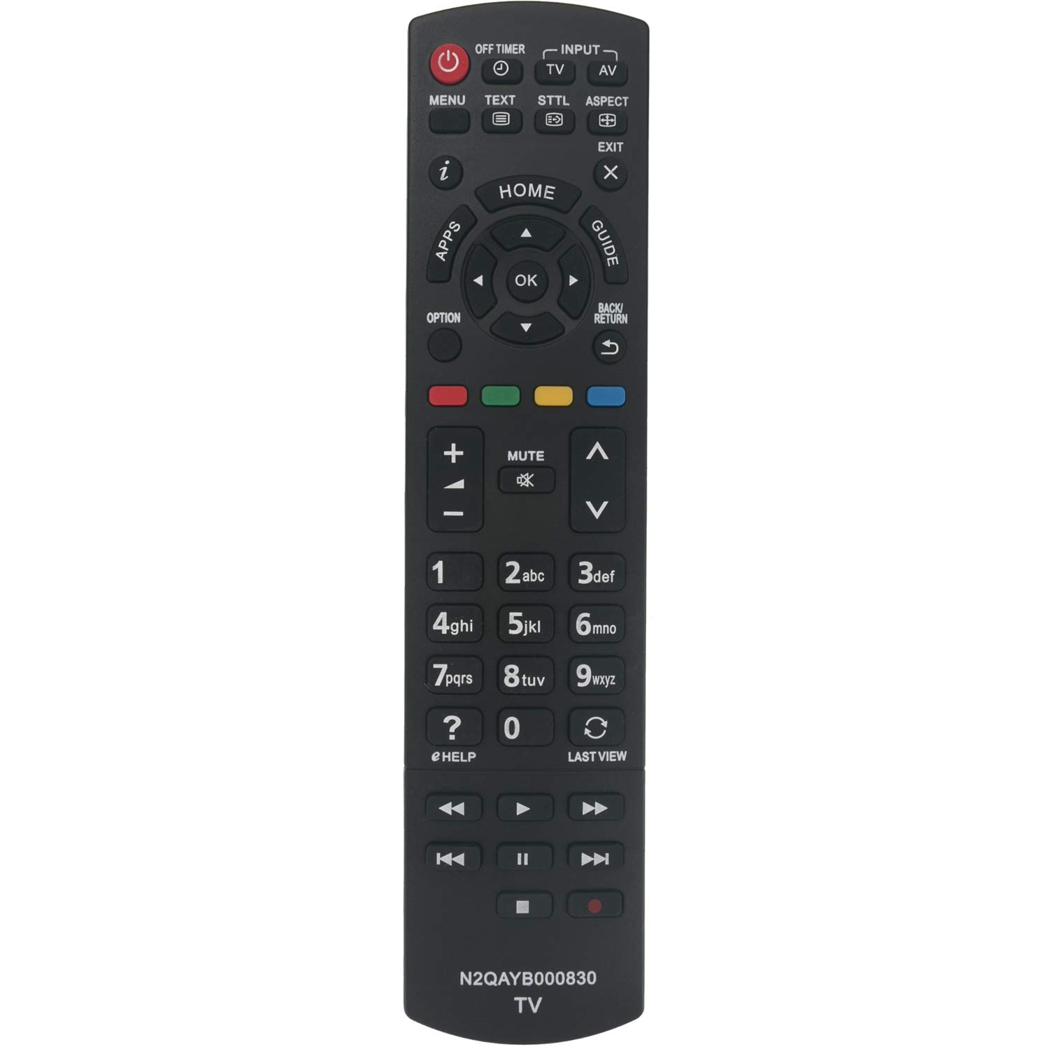 N2QAYB000830 Remote Control Replace - VINABTY Remote Control for Panasonic TX-L24X6B TX-L24XW6 TX-L32BL6B TX-L32BL6E TX-L32E6E TX-L32EN63 TX-L42E6EK TX-42AS500Y TX-42AS600EW TH-LR42E6 TX-L32ES61 TV