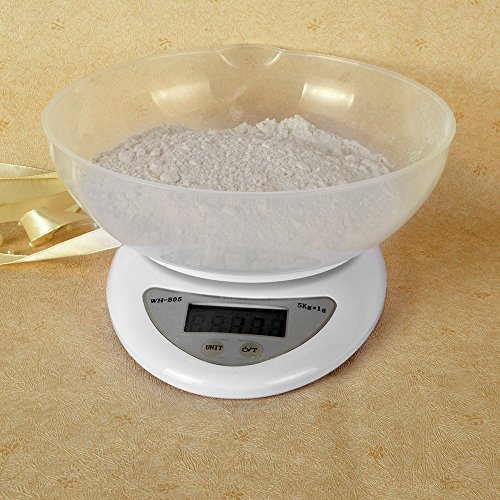 Digital Kitchen Scale, HENGTONG Kitchen Scales Digital Weight Grams and Ounces with Bowl, Cooking Scales 11 lbs /5 kg, High Accuracy Food Kitchen Scale LCD Display, Auto Off, Battery Included
