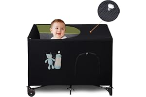 LLYWCM Crib Blackout Cover for Pack N Play - Travel Crib Cover, Breathable Baby Netting Cover/Tent for Indoor or Outdoor Portable Stretchy Blackout Tent, Net Curtains