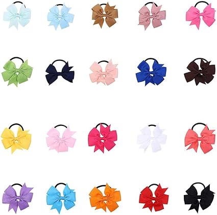 Everpert 20pcs Baby Kids Girl Bowknot Hair Ties Korean Cute