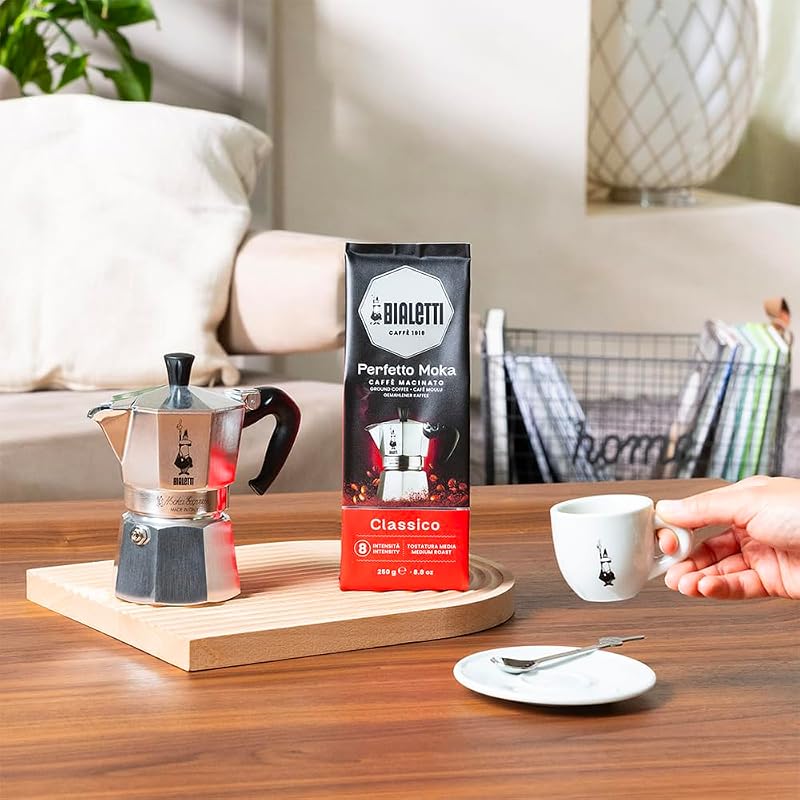Espressokocher Moka Express für 6 Tassen, plus 250 g Perfekt , nicht induktionsfähig, (250 ml), Aluminium, Rot — Foto 2 von 6