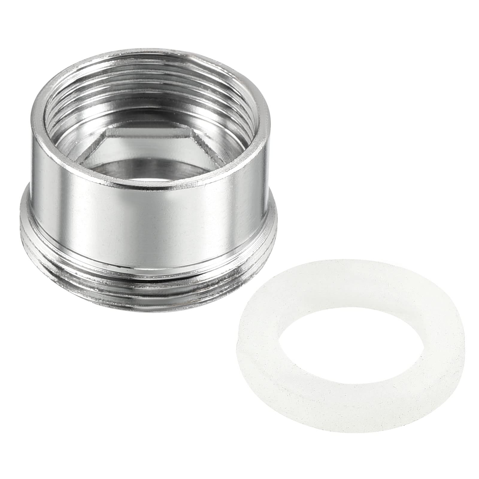 PATIKIL M22*1.0 Male to M18*1.0 Female Thread Faucet Adapter, 2 Pack Chromed Aerator Connector Fitting for Garden Hose Water Filter, Silver