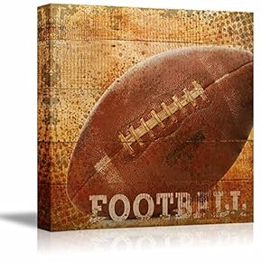 Football Americana - Patriotic Pigskin Sport Grunge Flag - Canvas Art Home Art - 12x12 inches