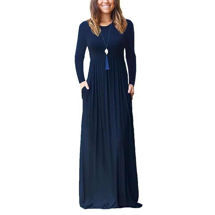 Long Sleeve Maxi Dress with Pockets 