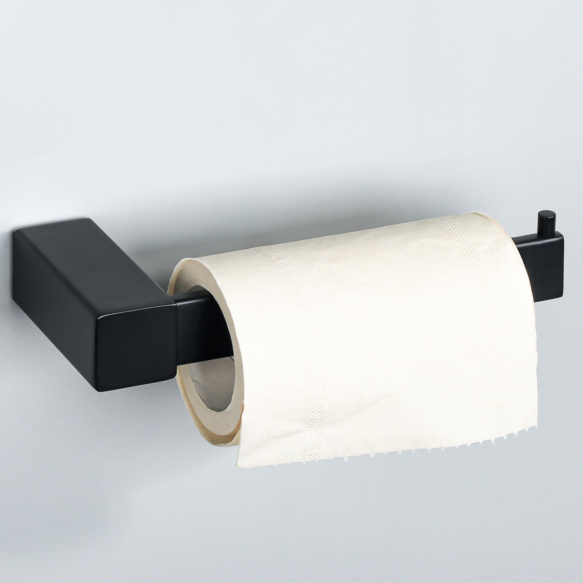 SAYAYO Toilet Roll Holder Wall Mounted Black Toilet Paper Holder Tissue Holder for Bathroom Kitchen SUS304 Stainless Steel, EGKN2311-B