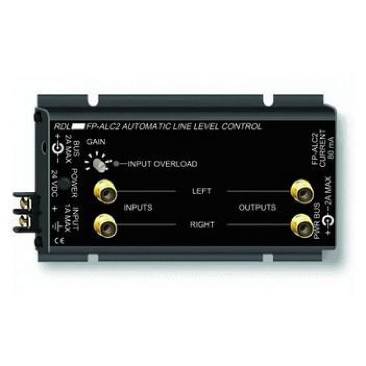RDL FP-ALC2 Phono Jack 10 dBV Output, Ground Referenced, 24 Vdc 80 mA, Mountable Compact Size - Power Supply Included