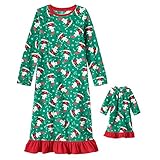 Little Girls' Holiday Fleece Nightgown with Matching 18 inch Doll Pajamas