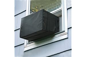 Window Air Conditioner Cover Outdoor, Luxiv Outside Window AC Unit Cover Black Dust-proof Waterproof Outdoor AC Protection Insulation Defender (21Wx16Dx15H)