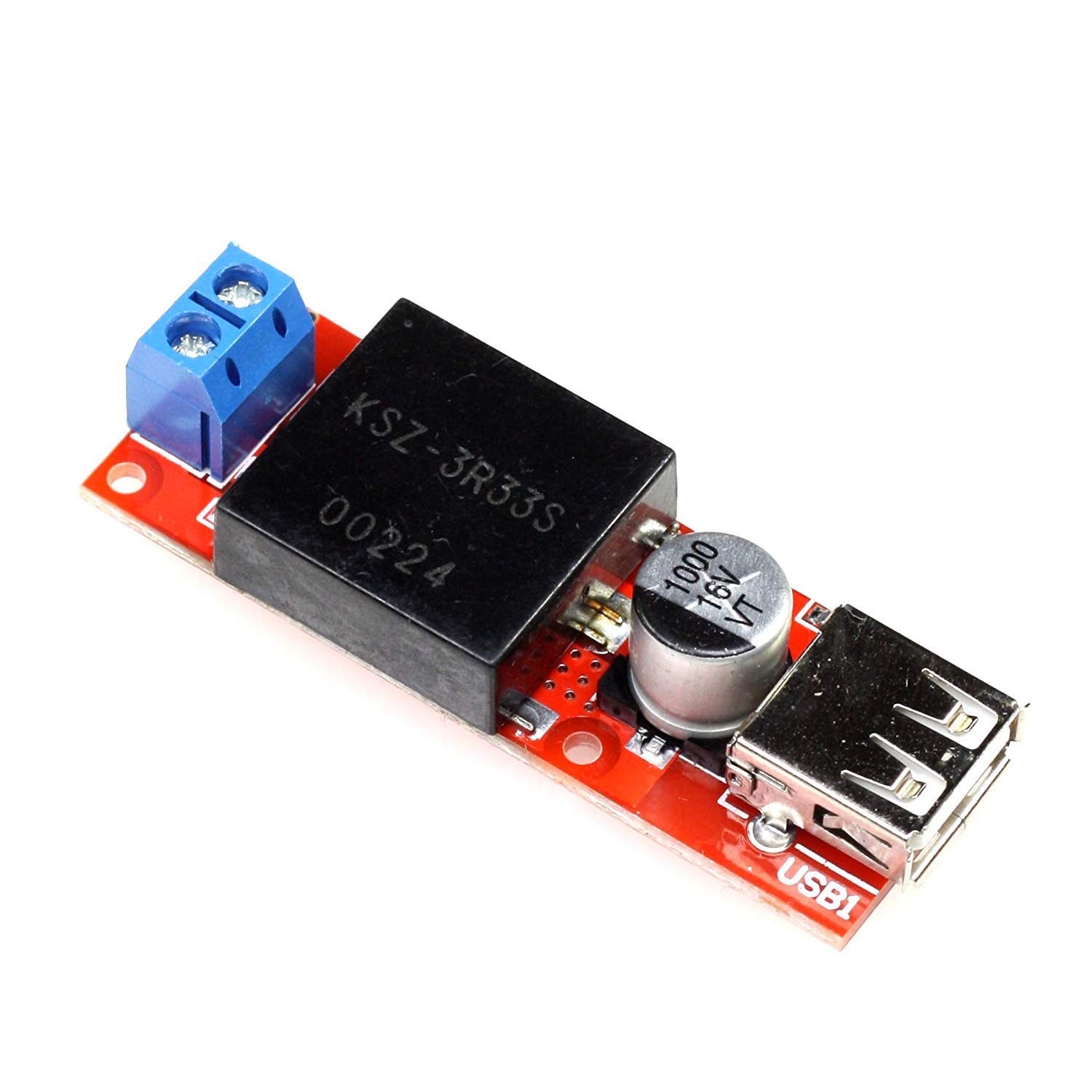 Paradisetronic.com 5V 3A DC/DC-Converter with USB-Port, 7-24V Input Voltage, KIS3R33S Step-Down Module