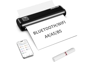 Rongta Portable Printer Wireless for Travel, F82 Inkless Bluetooth&WiFi Thermal Printers 300DPI, Compatible with iOS, Android, Laptop, Support 8.5"x11" US Letter&A4 for Office, Home, Car, Black