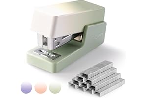 NUSIGN Mini Stapler with 830 Staples, Small Cute Desk Staplers, 25 Sheet Capacity, Green-White Gradient