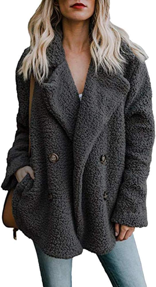 Clearence!!!Sonnena Women's Casual Coat Winter Button Pocket Turn-Down Collar Warm Parka Outwear Ladies Jacket Overcoat Outercoat Tops