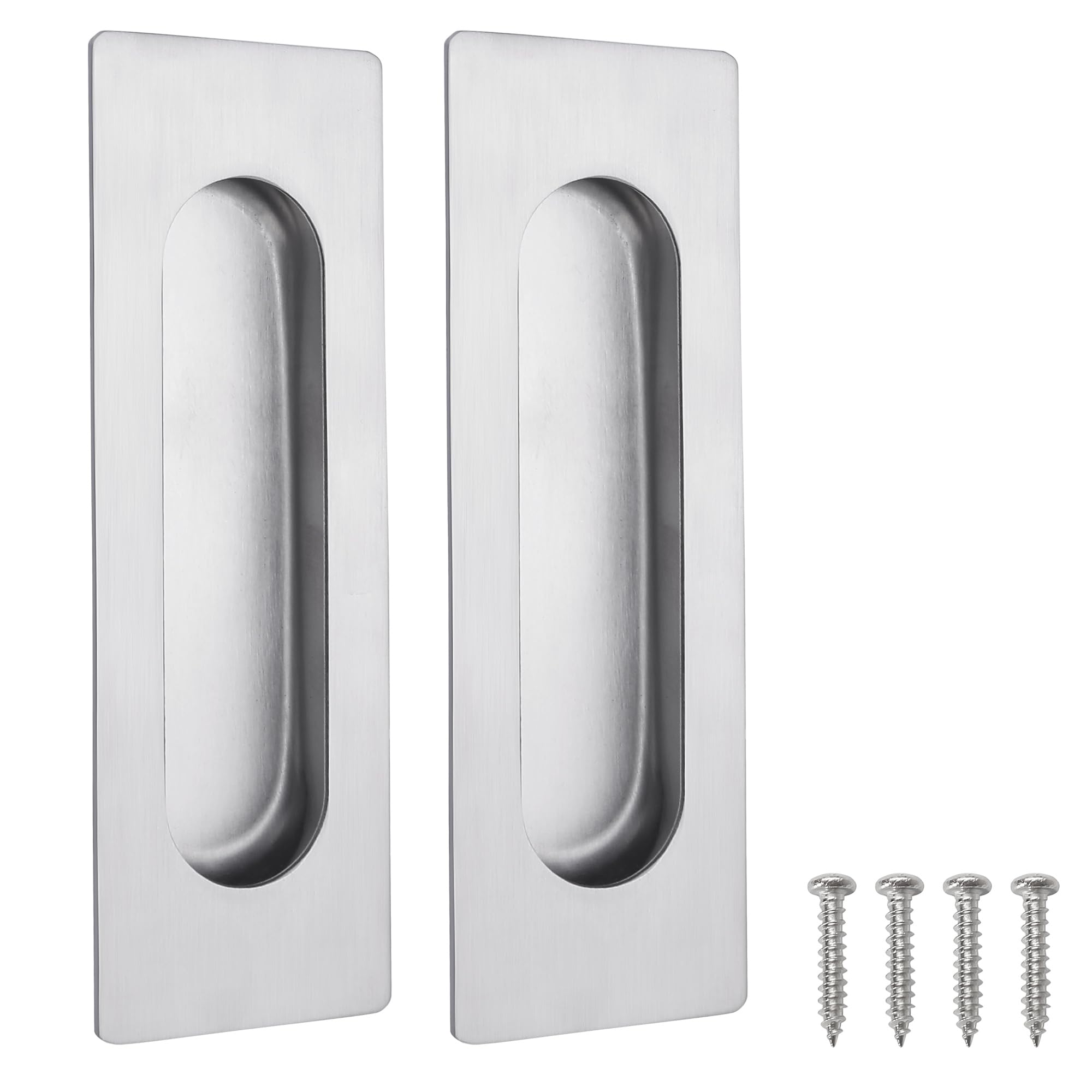 Malimali 120mm Sliding Door Handles - Recessed Finger Flush Pulls for Kitchen Cabinet Closet Stainless Steel Rectangular Door Pulls - Cupboard Hardware (Brushed Steel, 2 Pack) — image 1