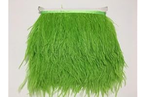 ADAMAI Natural Ostrich Feathers Trims Fringe DIY Dress Sewing Crafts Costumes Decoration Pack of 2 Yards (Green)