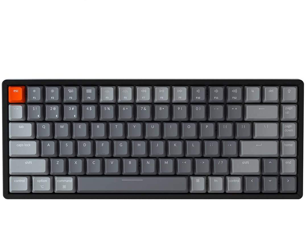 Keychron K2 Teclado mecánico inalámbrico, diseño 75% 84 teclas Bluetooth/USB-C con cable compacto RGB retroiluminado anti fantasma/N-Key Rollover, interruptor Gateron G Pro marrón marco de aluminio para Mac Windows, versión 2