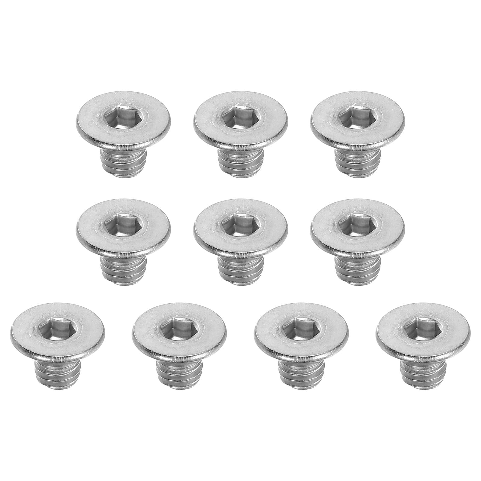 PATIKIL M8 x 10 mm Flat Head Socket Cap Screws, 10 Pack 304 Stainless Steel 18-8 Machine Screws Flat Countersunk Bolts Hex Socket Drive Full Thread Grade 6.8 — image 1