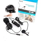 BOYA BY-M1 3.5mm Lavalier Condenser Microphone with Windscreen Windshield for iPhone 7 Plus Smartphones, Dslr, Recorder,Camco