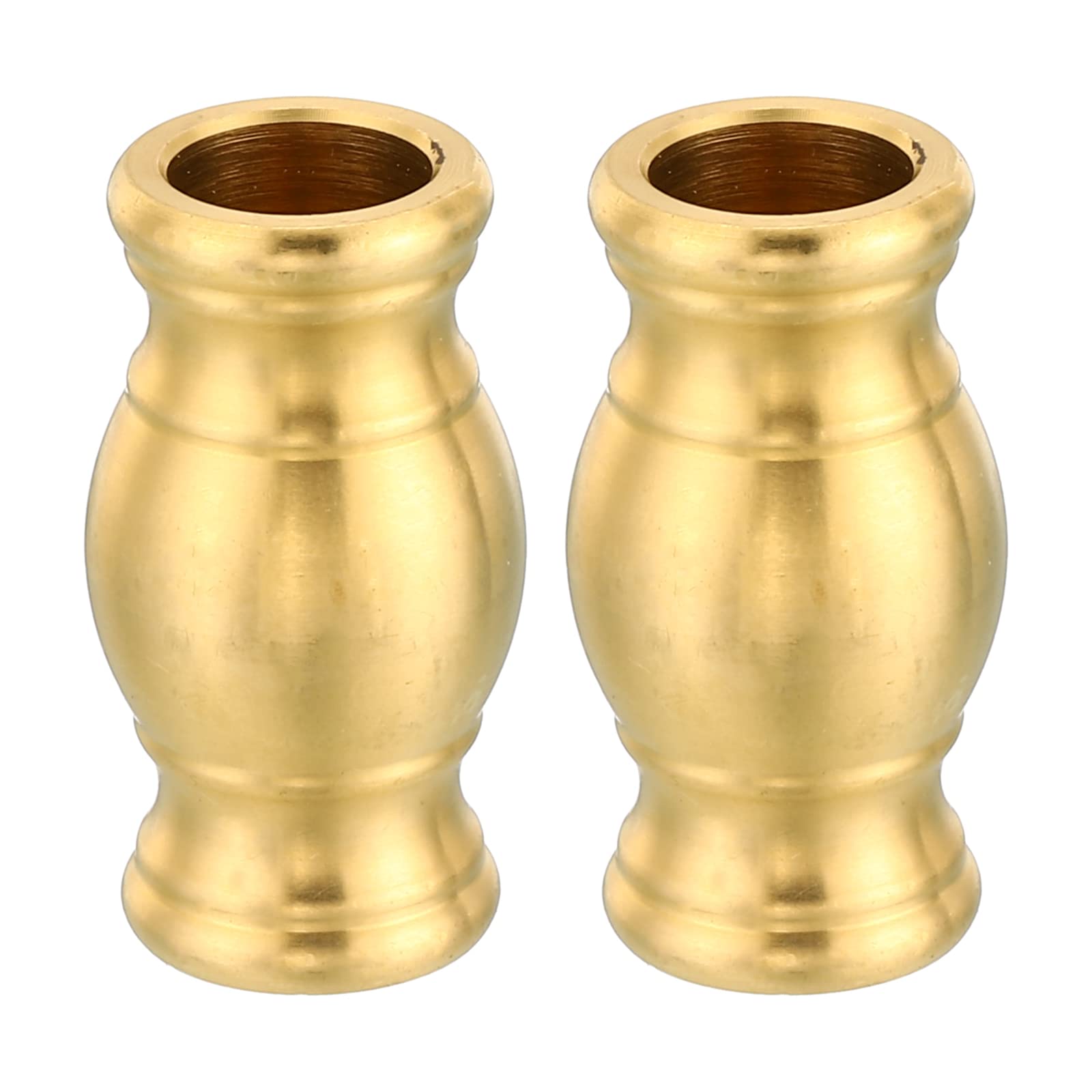 PATIKIL 18x33mm Solid Brass Lamp Finial, 2 Pack Gold Decorative Lamp Pipe Coupling