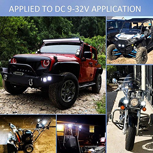 JAHURD 4 Inch Led Light Pods Triple Row Light Bars, 2Pcs 120W Spot Flood Combo Beam Offroad Work Lights LED Cubes Driving Fog Lamps For Pickup Trucks Jeep ATV UTV SUV Boat Marine Waterproof - Thumbnail 6