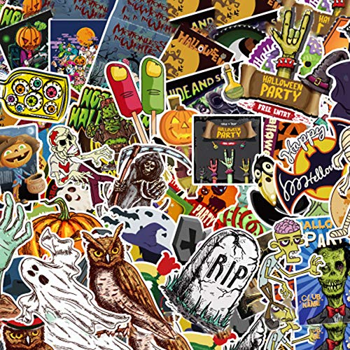 Dotiow 100pcs No Duplicated Halloween Sticker Pack Novelty Assorted Witch Ghost Bats Halloween Party Decoration