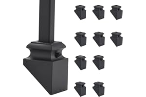 Gleefurny Slant Balusters Shoes - Stair Pitch Shoe for Staircase Interior with Screws for 1/2 Inch Square Balusters (10 Pack), Aluminum Railing Spindles, Matte Black
