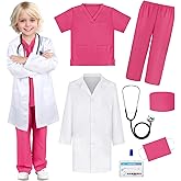 GIFTINBOX Doctor Costume for Kids Doctor Lab Coat for Kids Real Stethoscope, Girls Halloween Costumes for Kids age 3-11