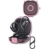 for SHOKZ OpenFit 2 Earbuds Case Clear, Transparent TPU Shockproof Protective Cover with Carabiner for SHOKZ T920 Earbuds, (Clear Pink)