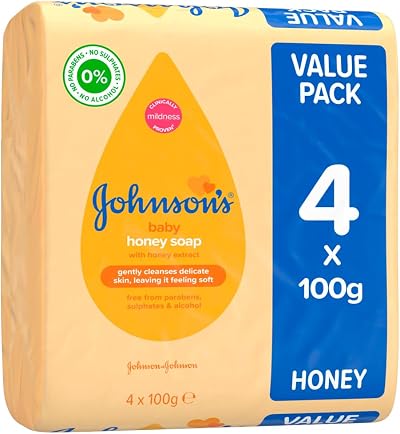 Johnson's Baby Soap with Honey 100 g Pack of 4 – Gentle Moisturising Bar