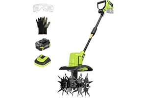 SnapFresh Cordless Tiller Cultivator, 20V Electric Garden Tiller with 4.0AH Battery and Fast Charger, 300 PRM Battery Powered Rototiller, 9" Width 6.6" Depth, 3 Speed Handheld Tiller with Steel Tines
