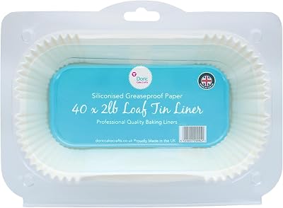 Doric 40 Pack 2lb Loaf Tin Liners Non-Stick Siliconeised Greaseproof Paper UK