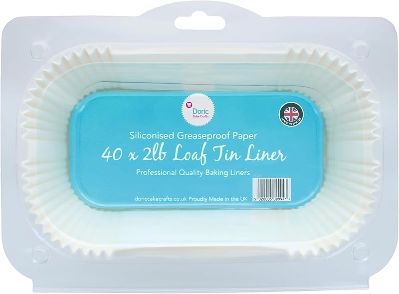 Doric 40 Pack 2lb Loaf Tin Liners Non-Stick Siliconeised Greaseproof Paper UK