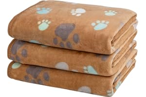 Dono 1 Pack 3 Dog Blankets for Small Dogs, Soft Fluffy Paw Print Pattern Fleece Pet Blanket Warm Sleep Mat, Puppy Kitten Blanket Doggy Mat for Dog Cat Kitten Doggy