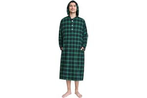 Latuza Men's Hooded Nightshirt Cotton Flannel Sleep Shirt Nightgown