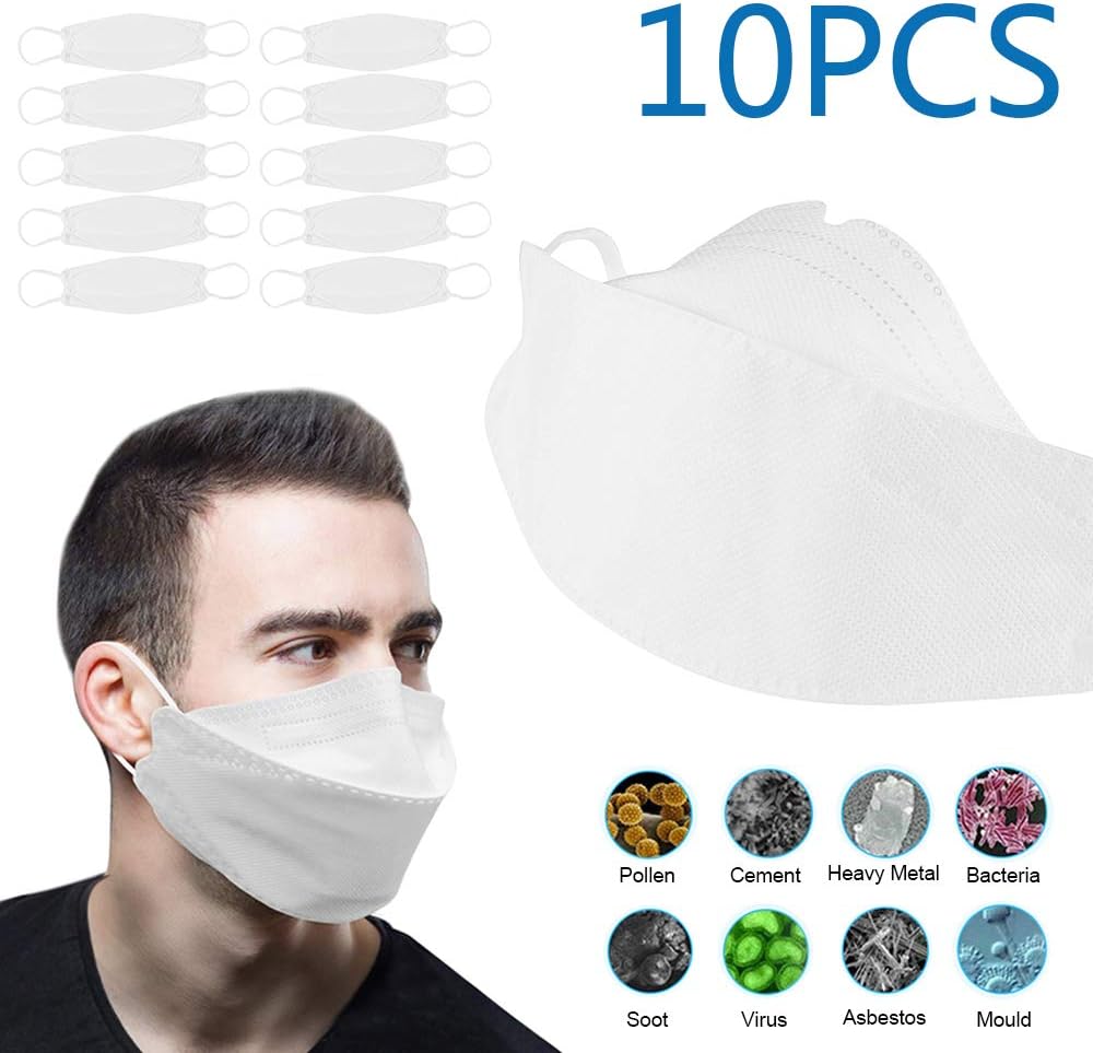 10Pcs Disposable Face M-a-s-k-s, KN95 Breathable Anti Dust Anti Fog Pollution PM2.5 Protective Mouth M-a-s-k for Office Workplace Travel Outdoor Cycling Use