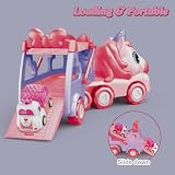 JQLM 5-in-1 Unicorn Truck Toy for Girls Pink Carrier Car with Music Lights view 6
