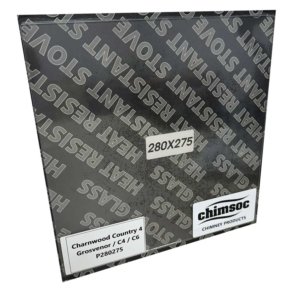 Chimsoc Replacement Stove Glass - Charnwood Country 4 / Grosvenor / C4 & C6 (280mm x 275mm Rectangular)