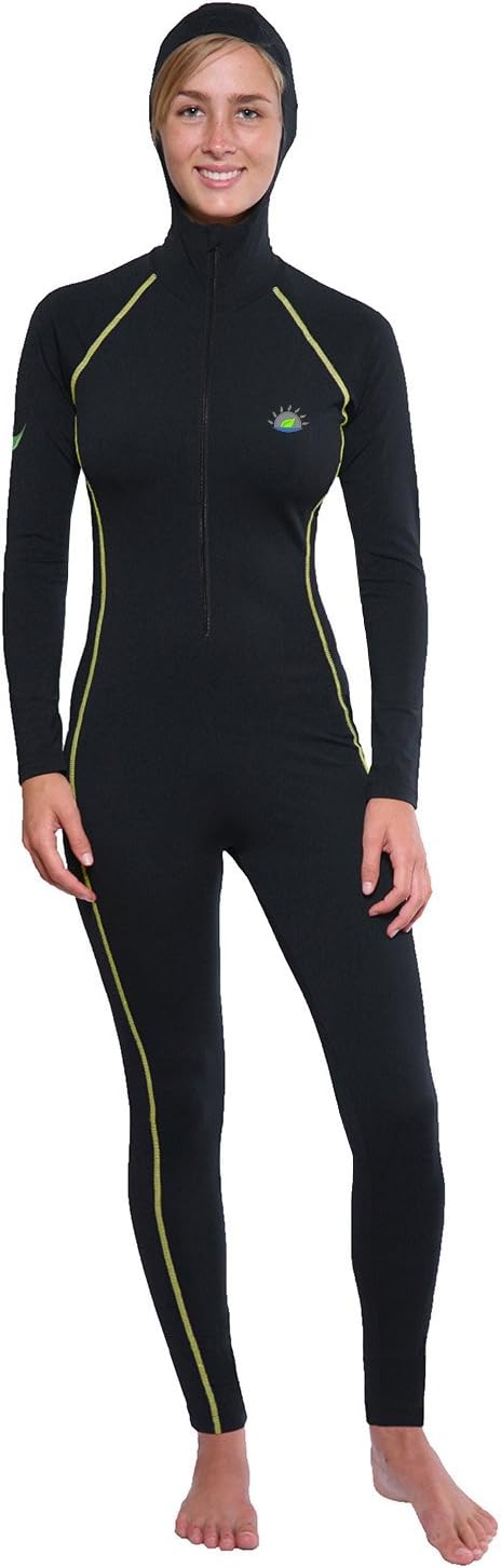 Women's Full Body Stinger Swimsuit +Hood UV Protection UPF50+ Black Gold