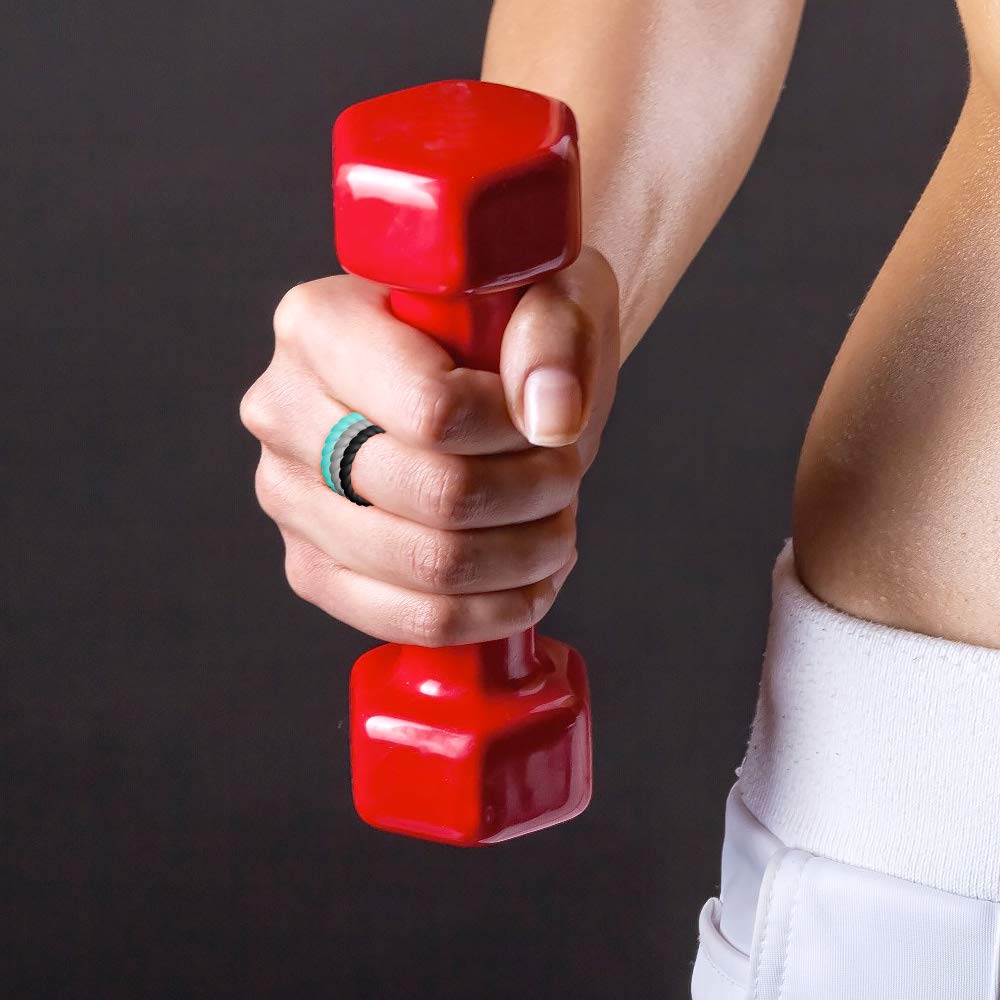 CLAN-X Silicone Wedding Rings, 8 Pack Comfortable Stackable Single Thin Rubber Bands 2.7mm Width, for Anniversary, Valentines &Birthday (Pink/Black/White/Mint Green/Silver, 5)