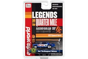 AW AUTO WORLD Auto World 4Gear Hot Wheels - Tom McEwen/Mongoose II 1972 Plymouth Duster Funny Car (Blue with Flames) HO Scale Slot Car