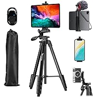 Tripod, Lusweimi 73-Inch Camera Tripod for iPad & iPhone, Compatible with 13" Tablet Smartphone/Webcam/Video Camera, iPad Pro