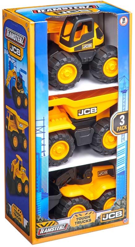 Teamsterz JCB Construction Vehicles Set - 3 Pack of Toy Construction Trucks for Kids - Dump Truck, Front Loader, and Excavator - Realistic Design and Moving Parts - Ideal for Ages 3 and Up