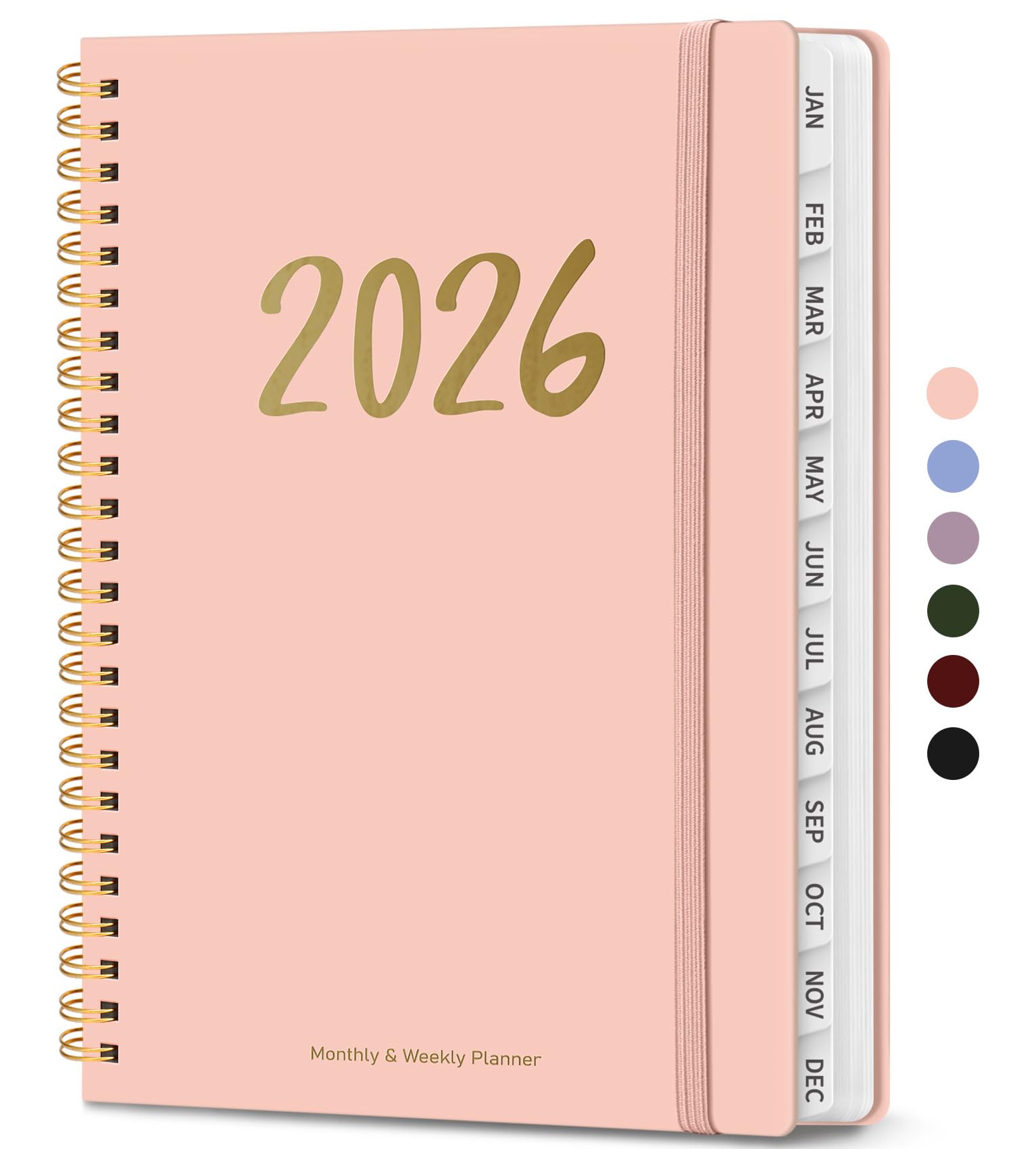 Photo 1 of **pack of 2** Planner, Weekly and Monthly Planner for Women, January 2026 - December 2026, Hardcover 2026 Calendar Planner Book with Tabs, Inner Pocket, Spiral Bound, Perfect for Office Home School Supplies - A5 (6.3" x 8.5"), Pink