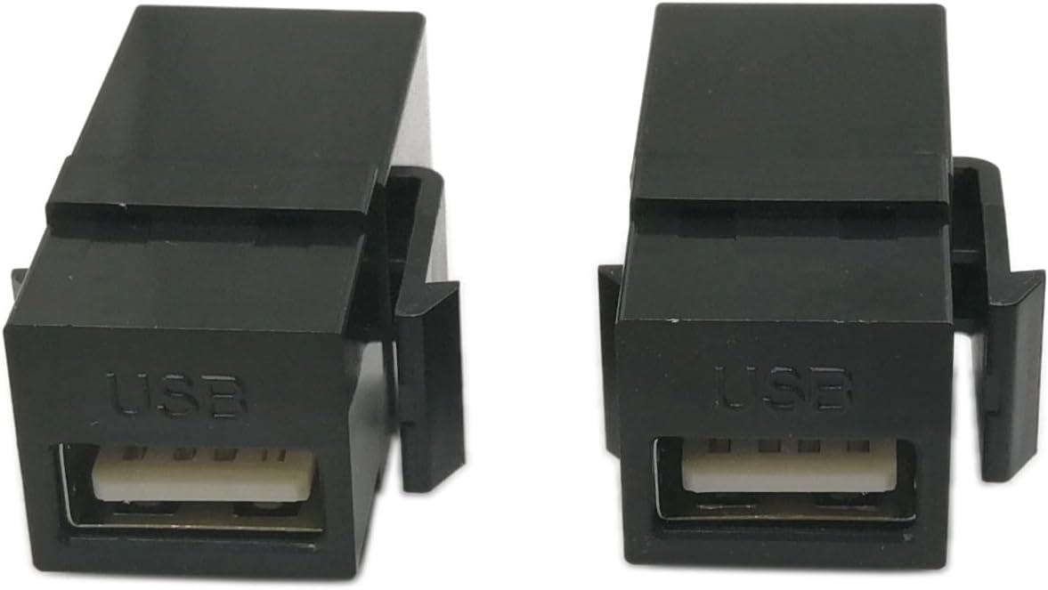 zdyCGTime USB 2.0 Keystone Jack Inserts, (2-Pack) USB 2.0 Adapters Female to Female Connector For Wall Plate Outlet Panel-Black - Image 3