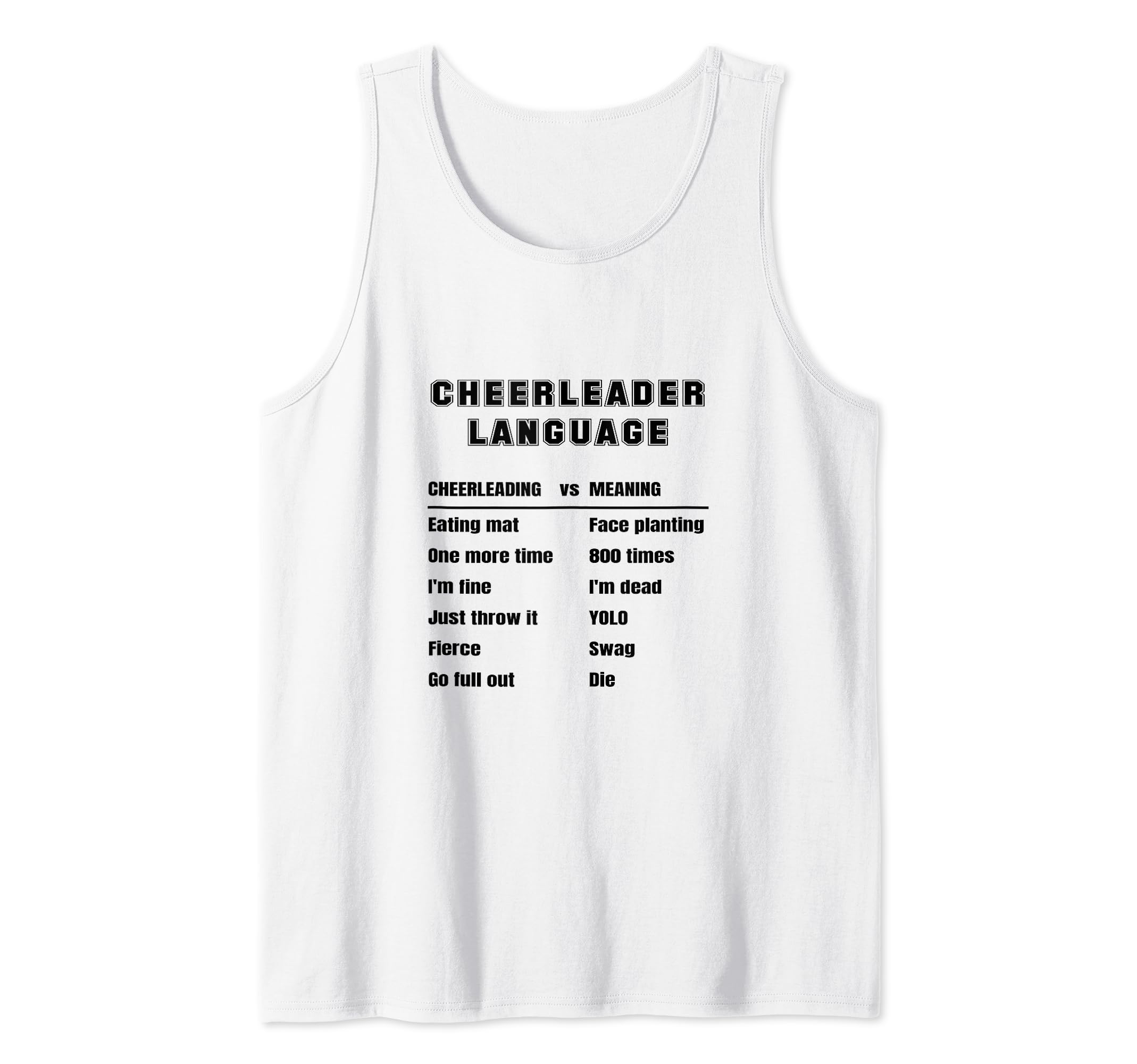 Funny Cheerleader Language Cheerleading Slang Meaning Cheer Tank Top