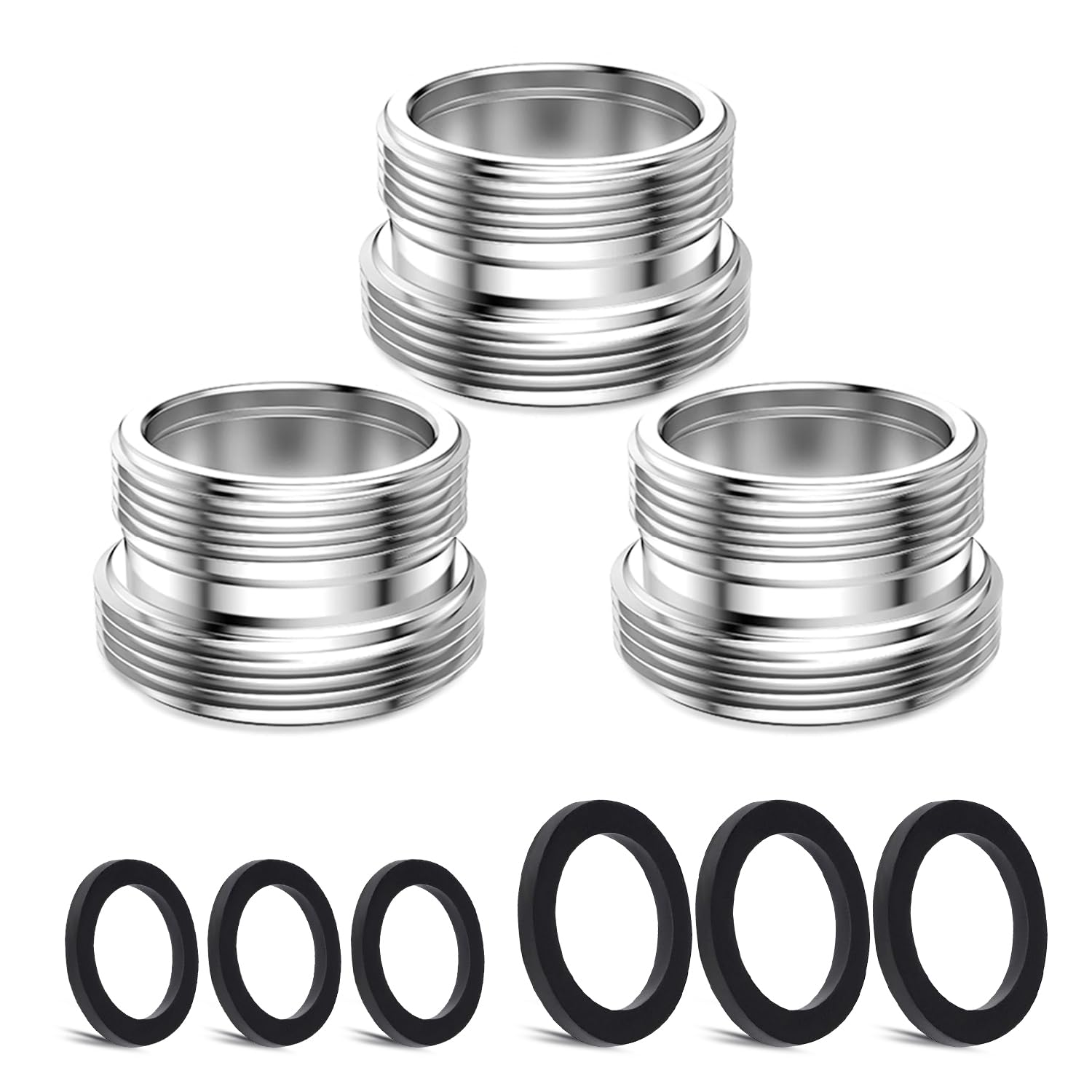 CNYMANY 3-Piece Faucet Adapter Kit - Male M22mm to Male M18mm Kitchen Aerator Adapter Set for Sink Faucet and Garden Hose Water Filter Connection