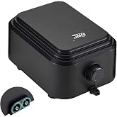 hygger Quiet <30dB Aquarium Air Pump, Adjustable Low Decibel Oxygen Fish Tank Pump 2 Air Outlets Ultra Silent Powerful Aerator Pump with Accessories Max 80GPH/160GPH/255GPH(10W, Up to 600Gallon)