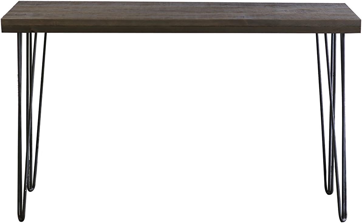 ArtMaison.ca Console Table with Real Canadian Pine Top and Clamp Style Metal Legs, Brown, 48-Inch by 15-Inch by 30-Inch