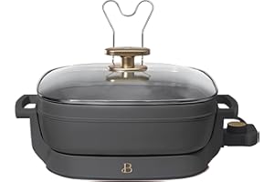 MIKLOO 5-in-1 Electric Expandable Skillet, Oyster Gray by Drew Barrymore, Up to 7 QT